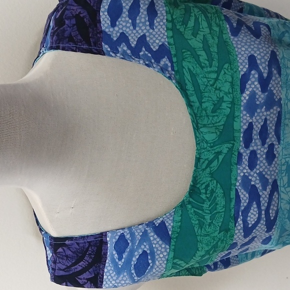 Kathie Lee collection blue multi pattern midi tank dress size 10 - Picture 3 of 16